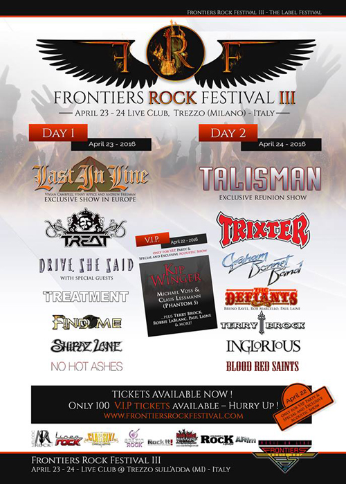 Frontiers Rock Festival 2016 - Feb. 11 2015 Announce
