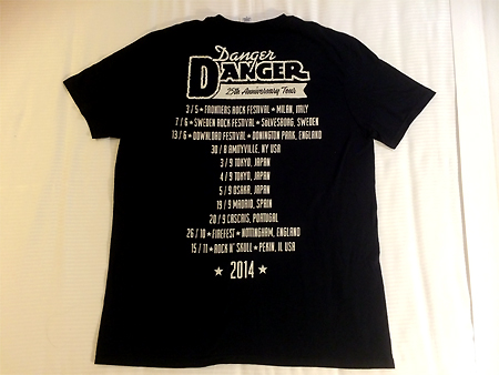 Danger Danger at Frontiers Rock Festival 2014 in Milan, Italy : Back of New D2 T-Shirt!!! 