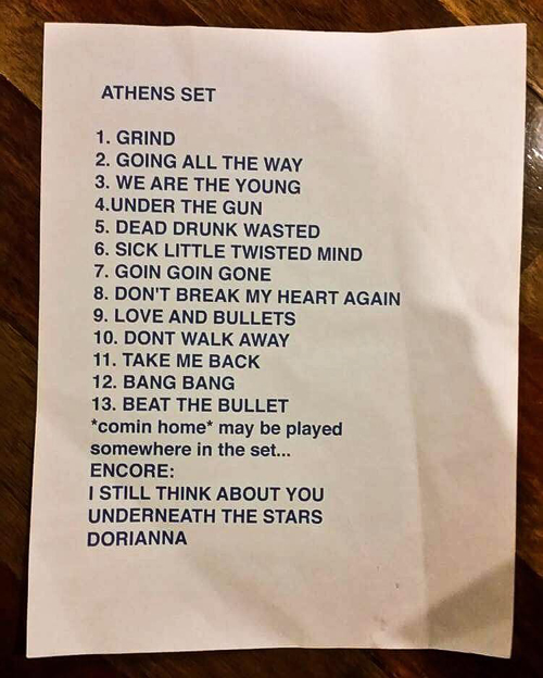 Paul Laine's Setlist : March 15, 2017 in Athens, Greece