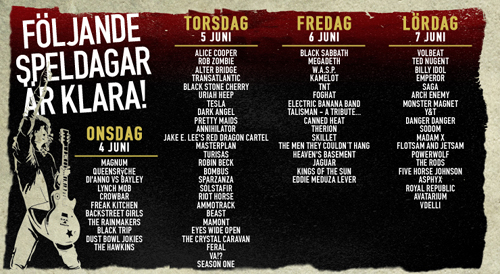Sweden Rock Festival 2014 Lineup & Date