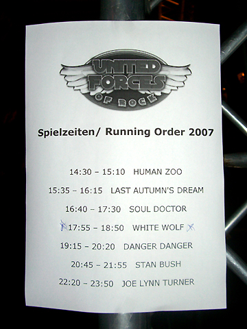 UFOR Running Order 2007