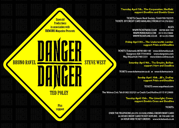 Danger Danger UK Tour 2005 Flyer