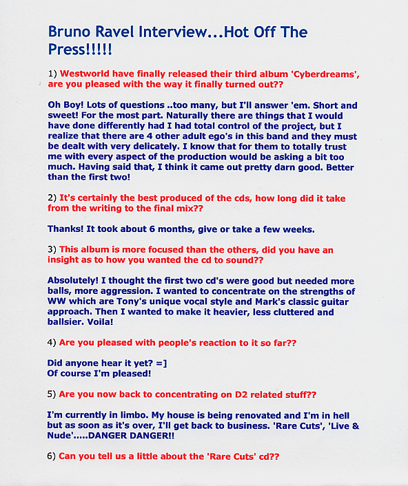 Bruno Ravel Interview...Hot Off The Press!!!!! #1