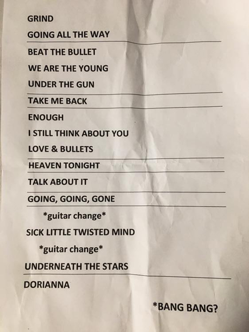 Paul Laine in Melbourne 2019 - Setlist