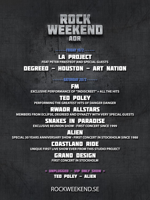 Ted Poley at Rockweekend AOR, Feb. 20, 2016 - Poster