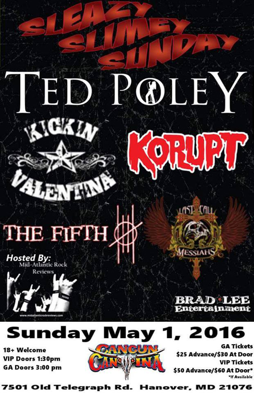 Ted Poley at Cancun Cantina in Hanover, MD : May. 1, 2016